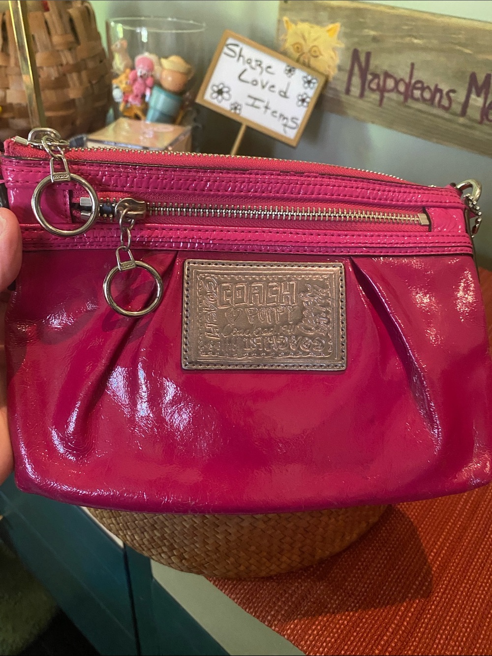 Coach Poppy Liquid Gloss Berry Swingback Crossbody Bag